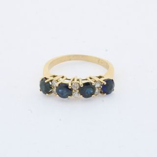 Anillo oro con diamantes y zafiros