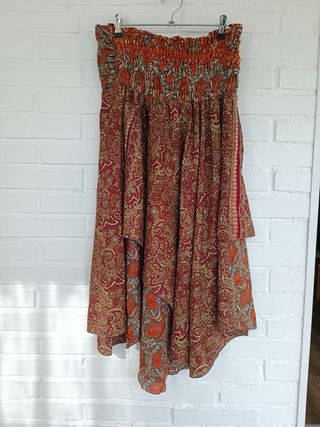 FALDA LARGA ESTAMPADA SEDA 100%