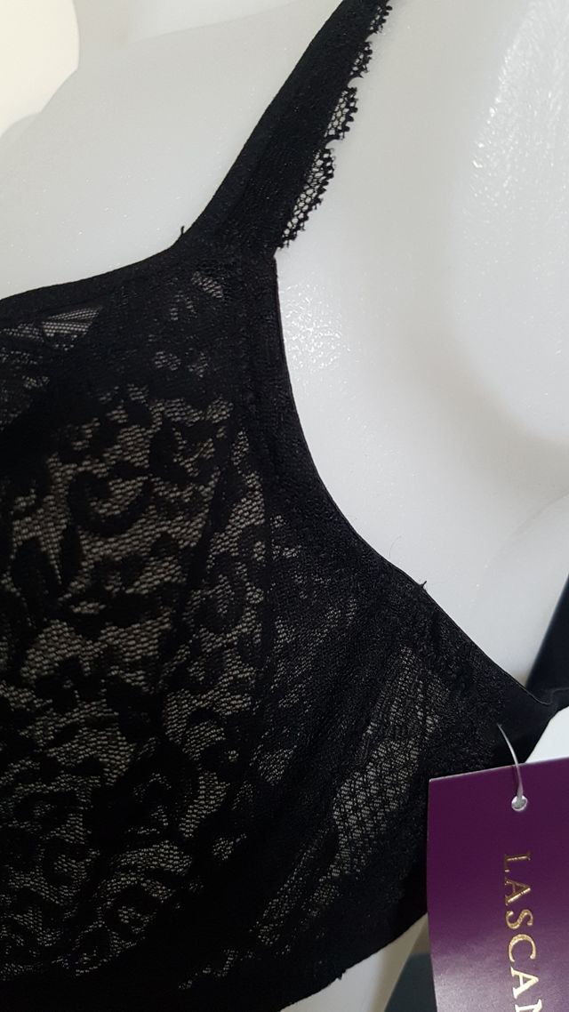 Sujetador de encaje y aros, negro, 100 B