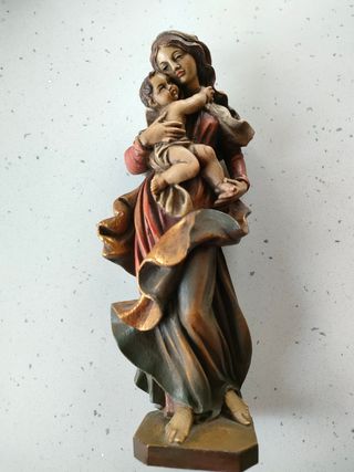 Madonna col Bambino in legno h 25 cm