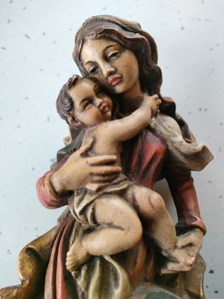 Madonna col Bambino in legno h 25 cm