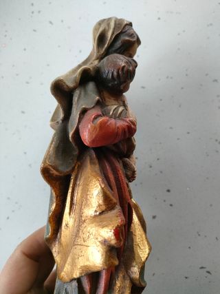 Madonna col Bambino in legno h 25 cm