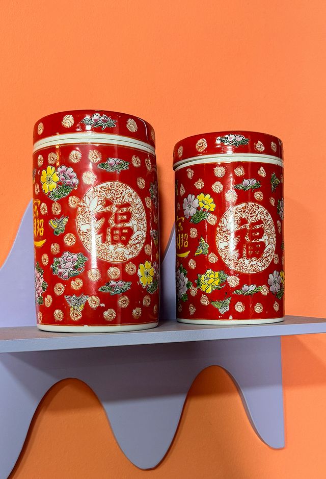 Tarro de porcelana rojo estilo clásico chino