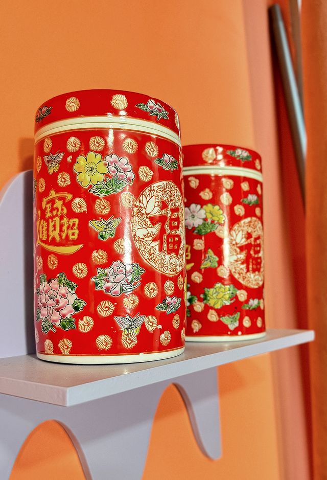 Tarro de porcelana rojo estilo clásico chino