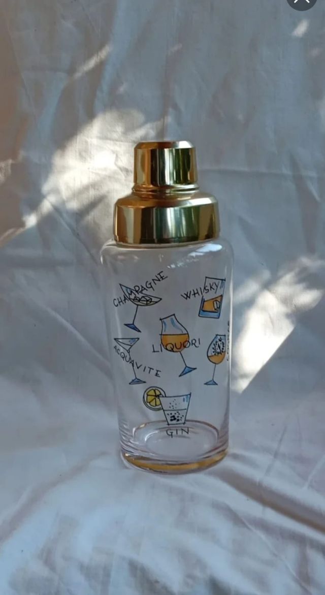 Shaker vintage in vetro e alluminio 