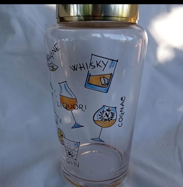 Shaker vintage in vetro e alluminio 