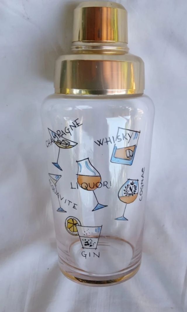 Shaker vintage in vetro e alluminio 