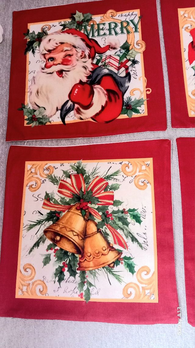 Lote de 4 capas de almofadas 45x45cm com motivos natalícios