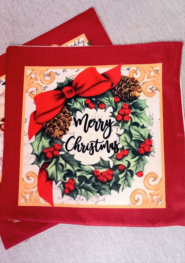 Lote de 4 capas de almofadas 45x45cm com motivos natalícios