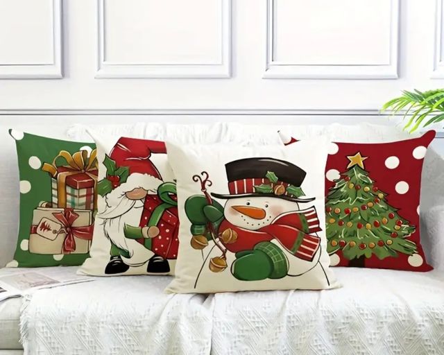 Jogo de 4 capas de almofada. 45x45. Motivos Natalinos