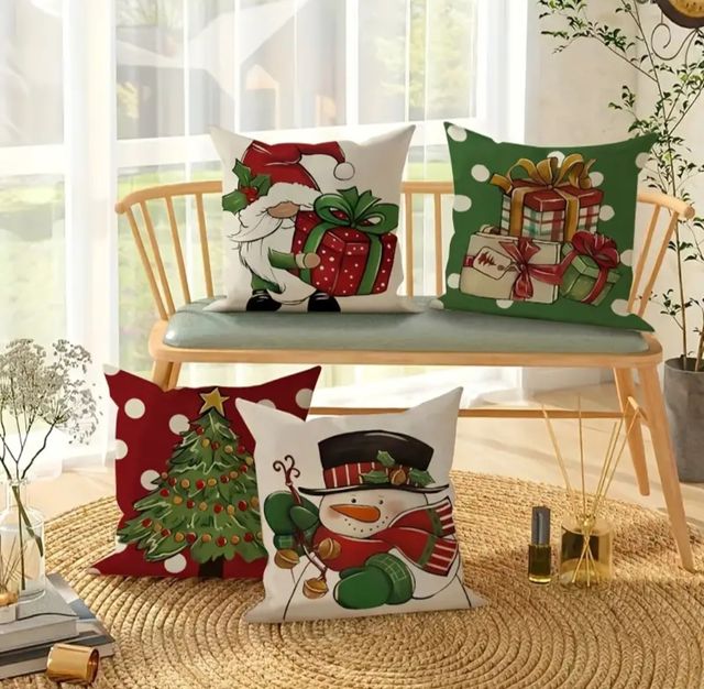 Jogo de 4 capas de almofada. 45x45. Motivos Natalinos