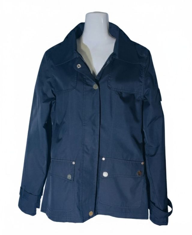 Parka feminina com fecho zip multi-bolsos