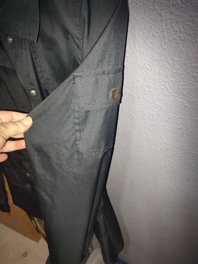 Parka feminina com fecho zip multi-bolsos