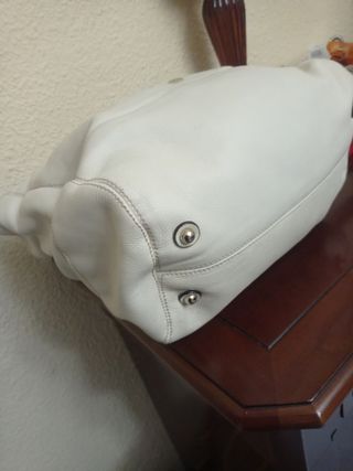 Bolso de piel de Purificación García blanco