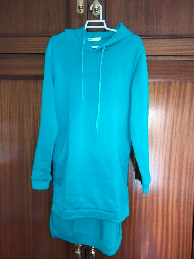 Sudadera larga mujer verde turquesa