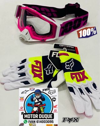 Guantes fox bici y gafas 100% descenso enduro