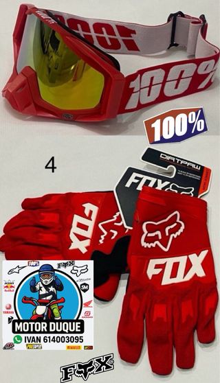 Guantes fox y gafas 100% bici descenso mtb 