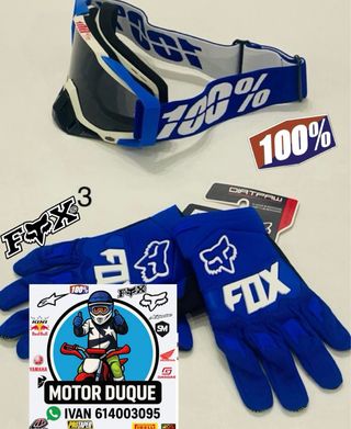 Guantes Fox y gafas 100% bicicleta mtb 