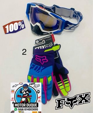 Pack Guantes y gafas fox y 100% bici