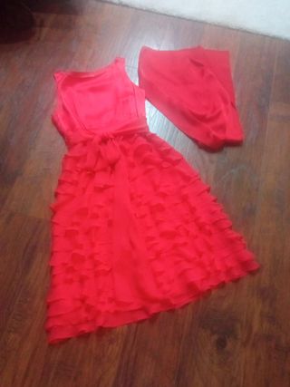 Vestido de fiesta seda rojo de Monsoon, 36