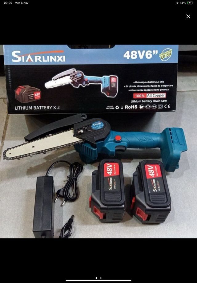 Motosega a doppia batteria 48 V lama 8”