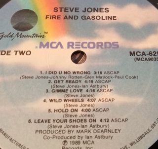 LP vinilo Steve Jones "Fire and gasoline"