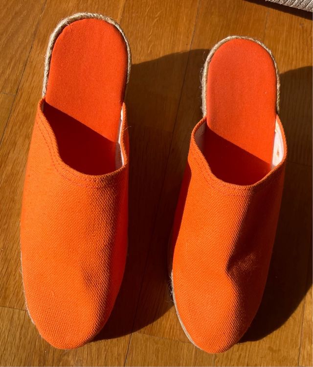 Zapatillas esparto naranjas cuña
