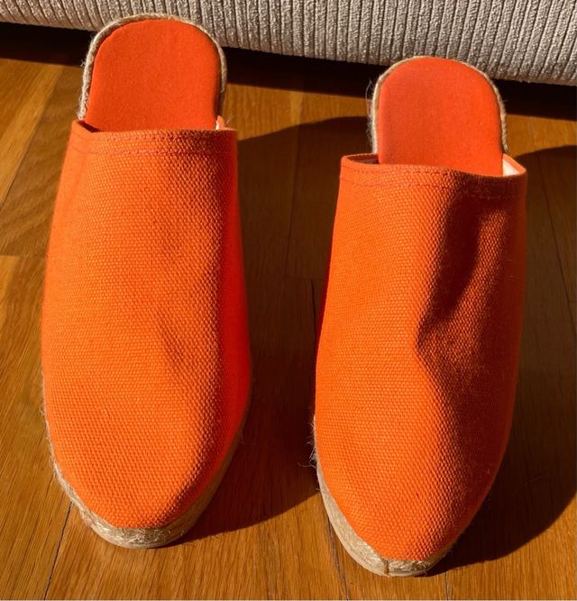 Zapatillas esparto naranjas cuña