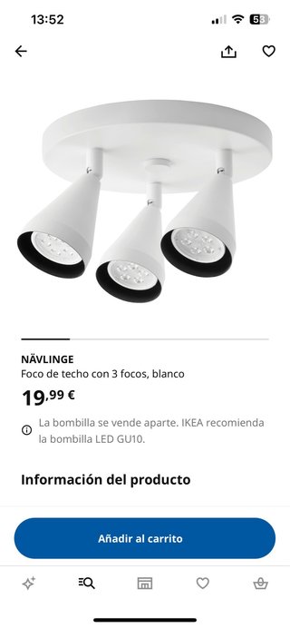 Foco de techo con tres focos