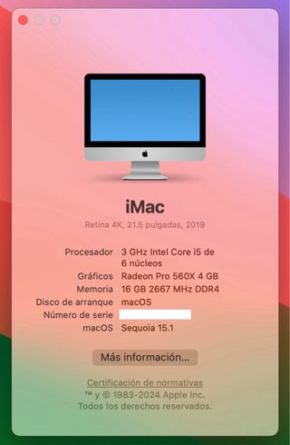 iMac retina 4K, 21,5 pulgadas, 2019