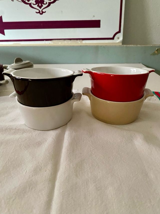 6 cocottes o cazuelitas de porcelana apilco