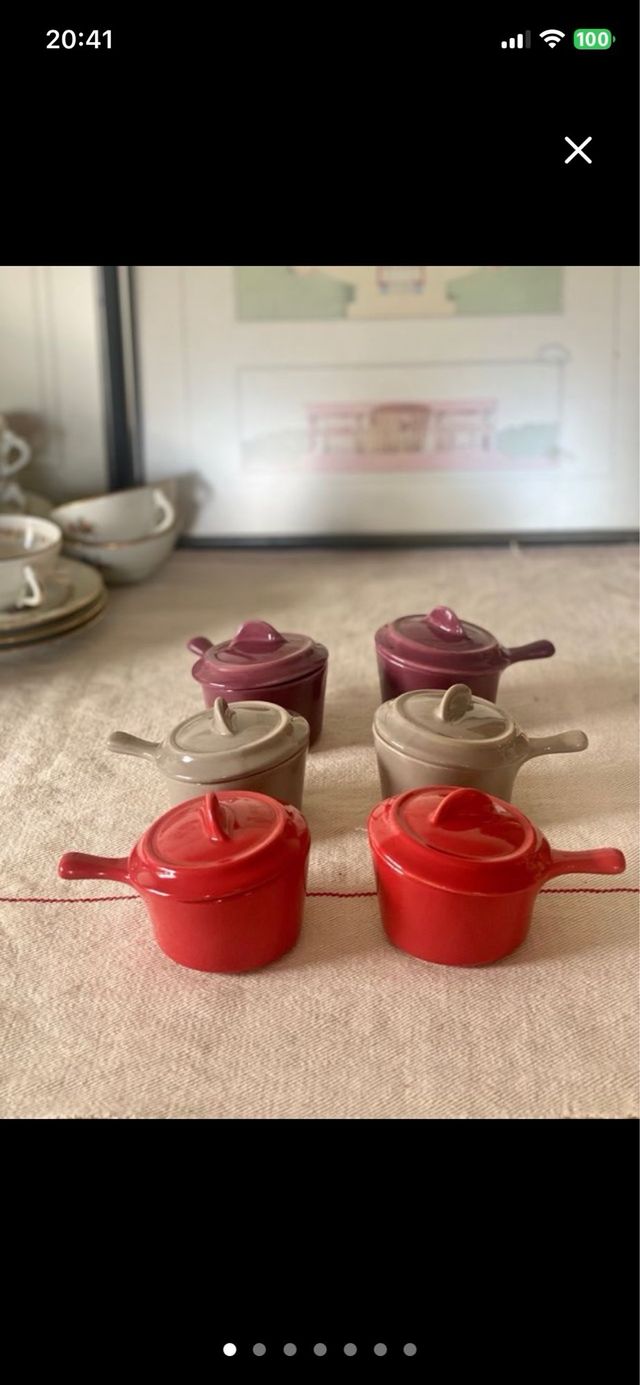 6 cocottes o cazuelitas de porcelana apilco