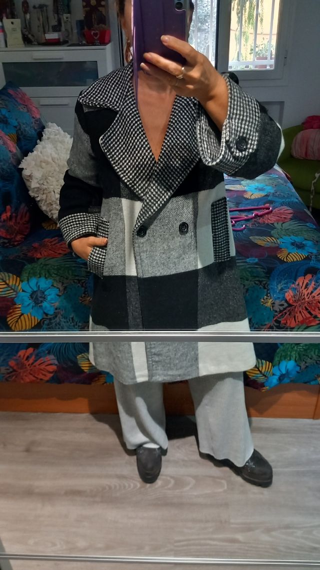 Abrigo cuadros lana