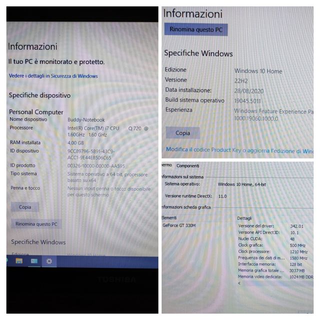 Toshiba laptop Satellite + SSD
