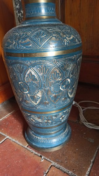 Gran lampara de metal antigua turka cloisone