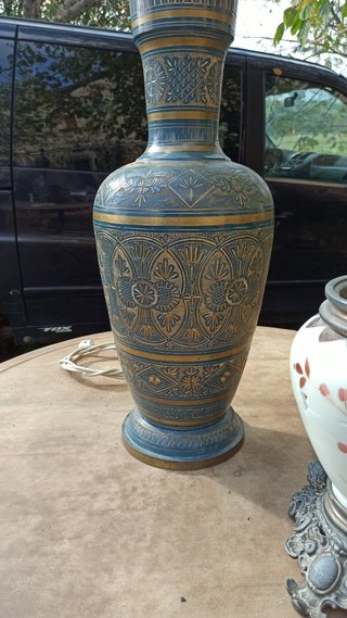 Gran lampara de metal antigua turka cloisone