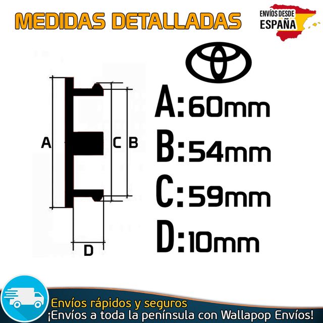 X4 Tapacubos Toyota 60mm Cubrebujes Tapas Llantas