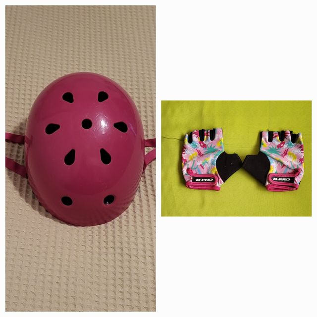 Casco Oxelo Play 3 Rosa con guantes BPro