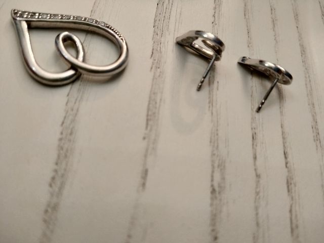 Parure ciondolo e orecchini cuore in argento