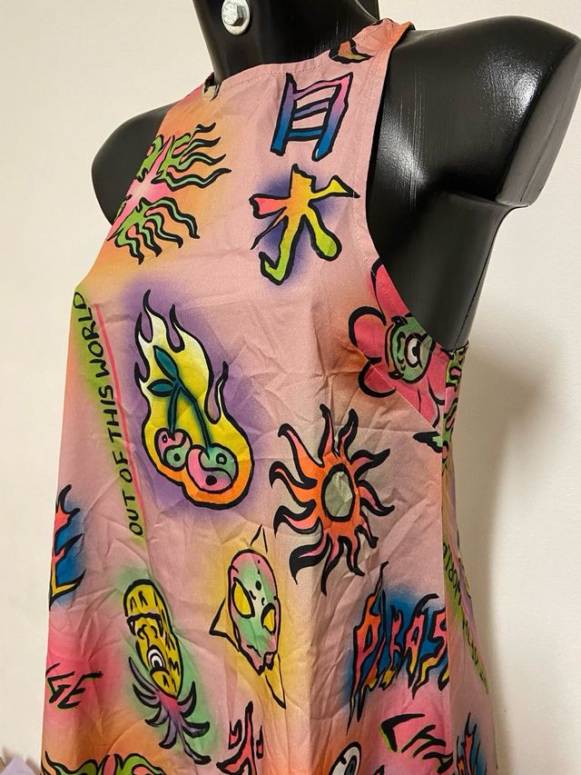 Glam rave punk tatoo skater long dress