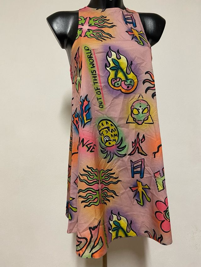 Glam rave punk tatoo skater long dress