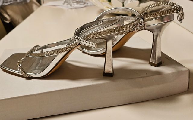 Sandalias de fiesta color plata.