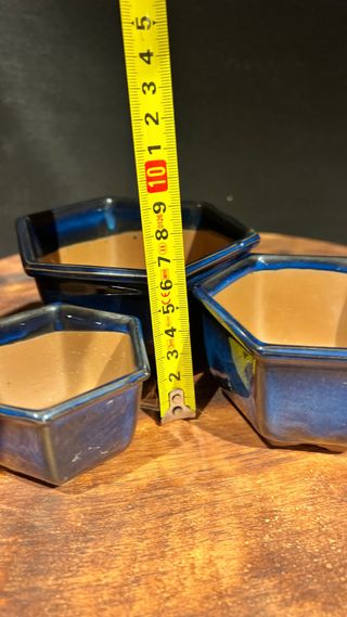 MACETAS BONSAI YOKKAICHI EXAGONALES JAPONESAS AZUL