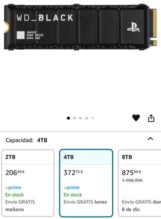 SSD NVMe SN850P 4TB LICENCIA OFICIAL PS5 PERFECTO