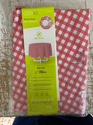 Mantel Antimanchas Hule Redondo Ã140 Cm Cuadros
