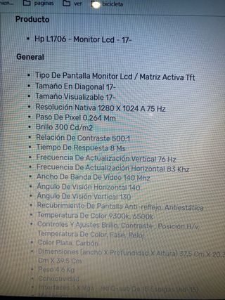 Monitor ordenador Hp con conector vga