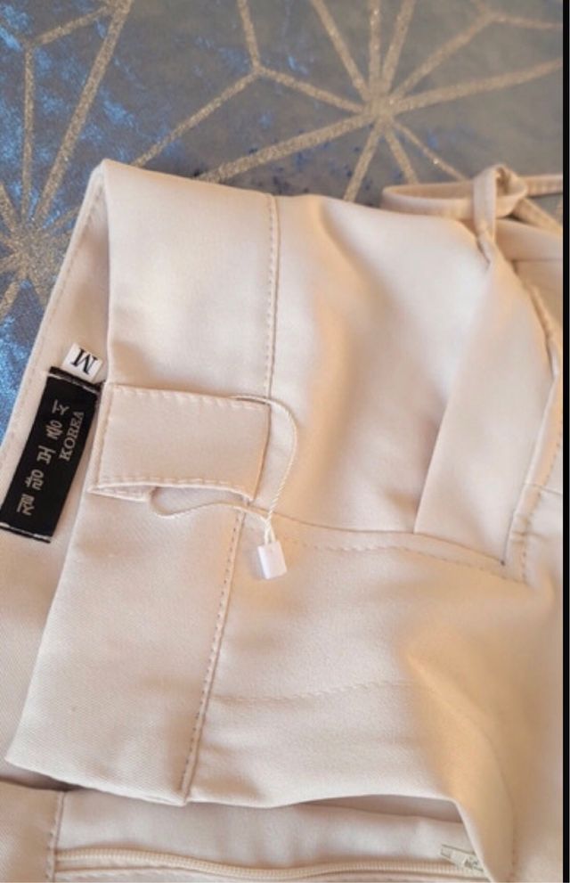 Pantalones crema anchos S