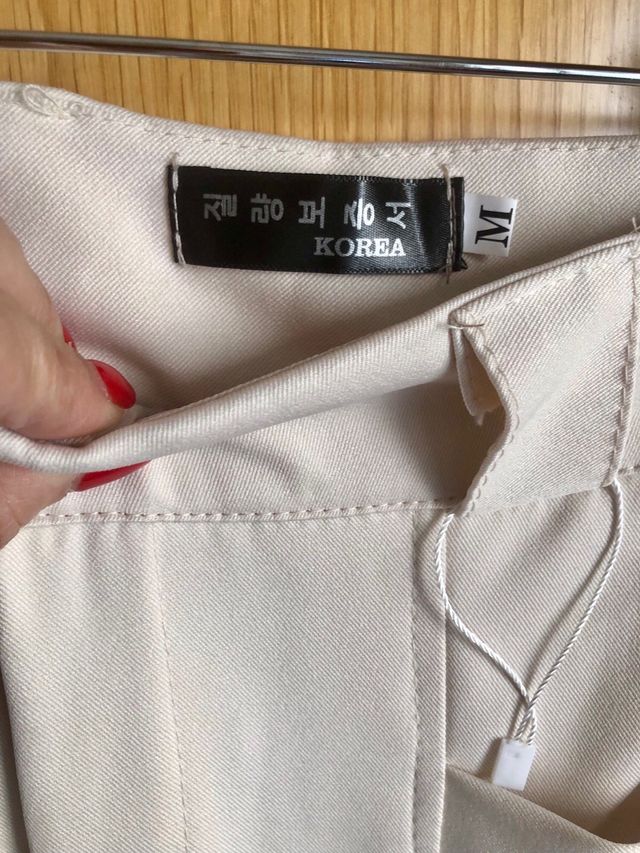Pantalones crema anchos S