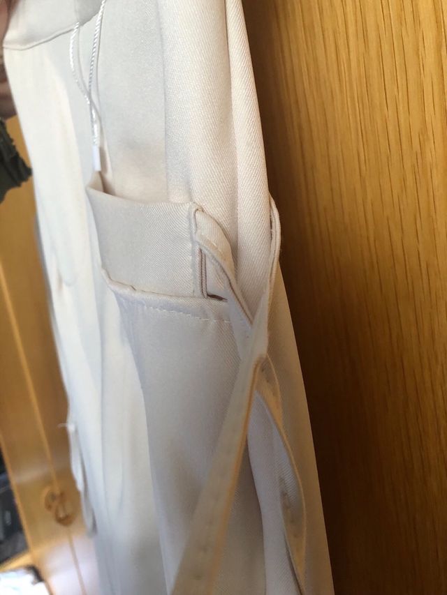 Pantalones crema anchos S