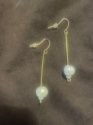 Pendientes Perla dorado  #largos fiesta ceremonia
